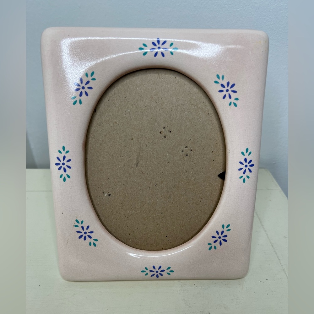 Vintage Glazed porcelain Oval picture frame